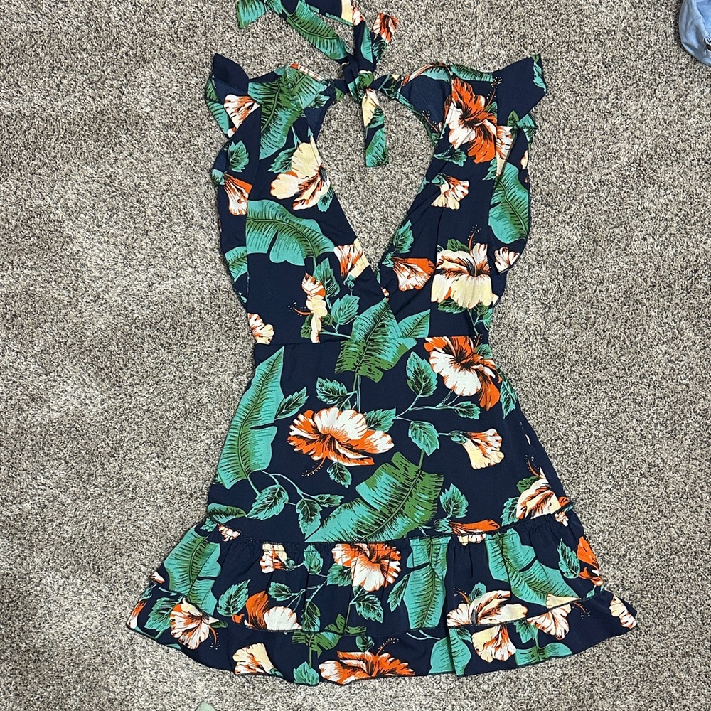 SHEIN Tropical Leaf Print Dress
